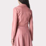 Chic Pink Minimalist Leather Jacket - Patel Collection - Image 2