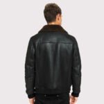 Classic Men's Tobacco Brown Shearling Jacket - College Style - Image 4