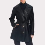 Classic Solid Black Leather Trench Coat for Women - Fall 2023 - Image 3