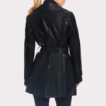 Classic Solid Black Leather Trench Coat for Women - Fall 2023 - Image 2