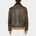 Men's Vintage Dark Brown Shearling Bomber Leather Jacket - Image 3
