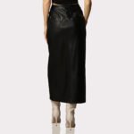 Classy Black Leg Slit Women's Leather Skirt - Image 3
