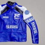 Men's Yamaha Blue Leather Motorcycle Racing Jacket with Protective Armor - Image 3