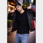 Deadshot Red and Black Biker Motorcycle Leather Jacket for Men - Image 3