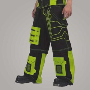 Cyberpunk Neon Green Cargo Pants Futuristic Rave Streetwear