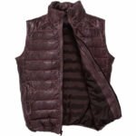Dark Brown Leather Down Vest For Men - Image 2
