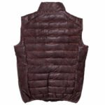 Dark Brown Leather Down Vest For Men - Image 3