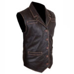 Distressed Brown Lightweight Leather Vest for Men - Image 2