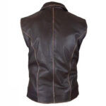 Distressed Brown Lightweight Leather Vest for Men - Image 3