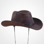 Distressed Brown Leather Outback Hat - Image 2