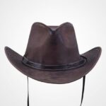 Distressed Brown Leather Outback Hat - Image 3