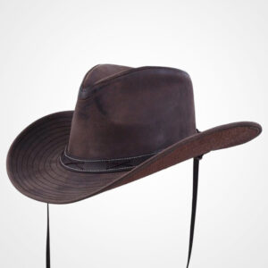 Distressed Brown Leather Outback Hat