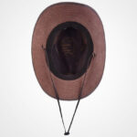 Distressed Brown Leather Outback Hat - Image 4