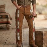 Men's Fringed Suede Leather Trousers - Image 5