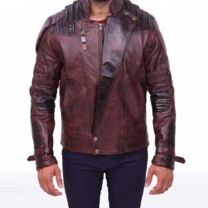 Galaxy Maroon Biker Real Leather Jacket