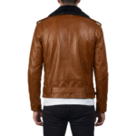 Genuine Black Biker Leather Jacket - Image 5