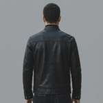 Black Lambskin Cafe Racer Leather Jacket - Image 2