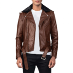 Genuine Black Biker Leather Jacket - Image 4