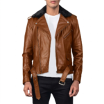 Genuine Black Biker Leather Jacket - Image 6