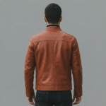 Black Lambskin Cafe Racer Leather Jacket - Image 5