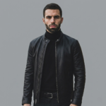 Black Lambskin Cafe Racer Leather Jacket