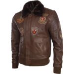 Genuine Leather Aviator Bomber Jacket For Men - Image 2