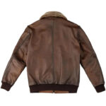 Chocolate Brown Leather Bomber Jacket - Image 3