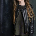 Genuine Black Leather Moto Jacket for Girls