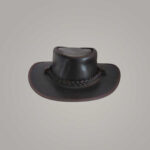 Handmade Black Leather Outback Hat with Braided Band for Men and Women - Image 2