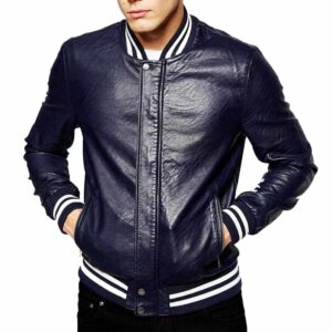 Genuine Lambskin Leather Letterman Slim Fit Varsity Jacket