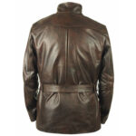 New Dark Brown Goldfish Leather Pea Coat - Image 2