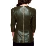 Women's Half Long Sleeve Leather Top - Image 2