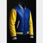 Blue and Yellow Leather Varsity Jacket - Image 5