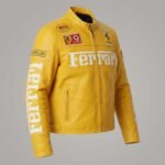 Ferrari Yellow F1 Leather Racing Jacket for Men - Image 3
