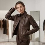 Women's Vintage Crocodile Embossed Leather Bomber Jacket - Image 2