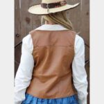 Women's Camel Leather Western Vest - Image 2