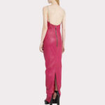 Hot Pink Fitted Long Leather Barbie Dress - Image 2