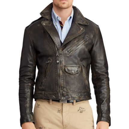 Iconic Men's Cowhide Leather Biker Motorcycle Jacket
