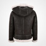 Ladies B3 Sheepskin Bomber Jacket with Detachable Hood - Image 2
