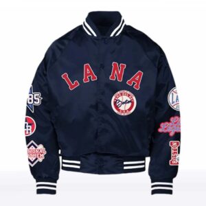 Lana Del Rey World Tour 2024 Blue Satin Bomber Jacket