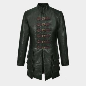 Medieval Gothic Genuine Cowhide Leather Jacket for Men