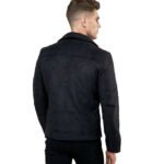 Men Black Pure Suede Leather Motorcycle Jacket - Image 2