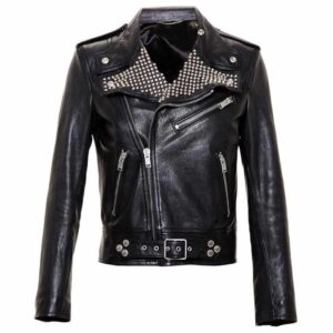 Black Studded Brando Leather Motorcycle Jacket