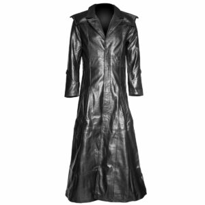 Men Genuine Leather Long Goth Halloween Coat