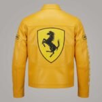Ferrari Yellow F1 Leather Racing Jacket for Men - Image 2