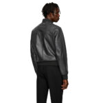 Men's Black Leather Bomber Jacket - Image 4
