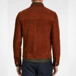 Men's Brown Pure Suede Leather Trucker Jacket - Image 2
