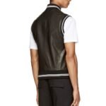 Men's Elegant Style Leather Ribbed Vest - Image 2