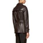Men's Double Breasted Lamb Leather Belted Waist Coat - Image 2