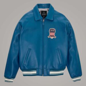 Men's Teal Varsity Leather Bomber Avirex Jacket